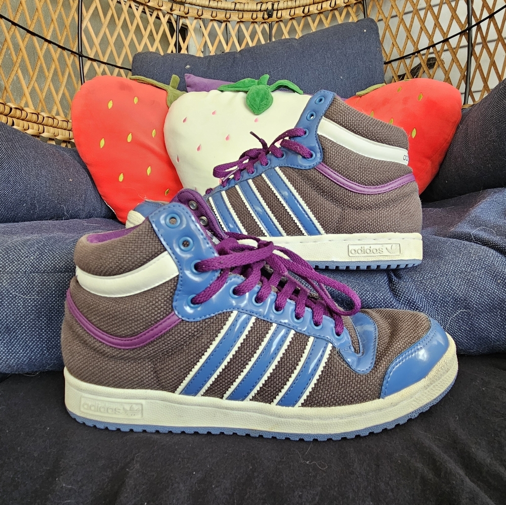 Blue and Purple Hightop Adidas 8.5